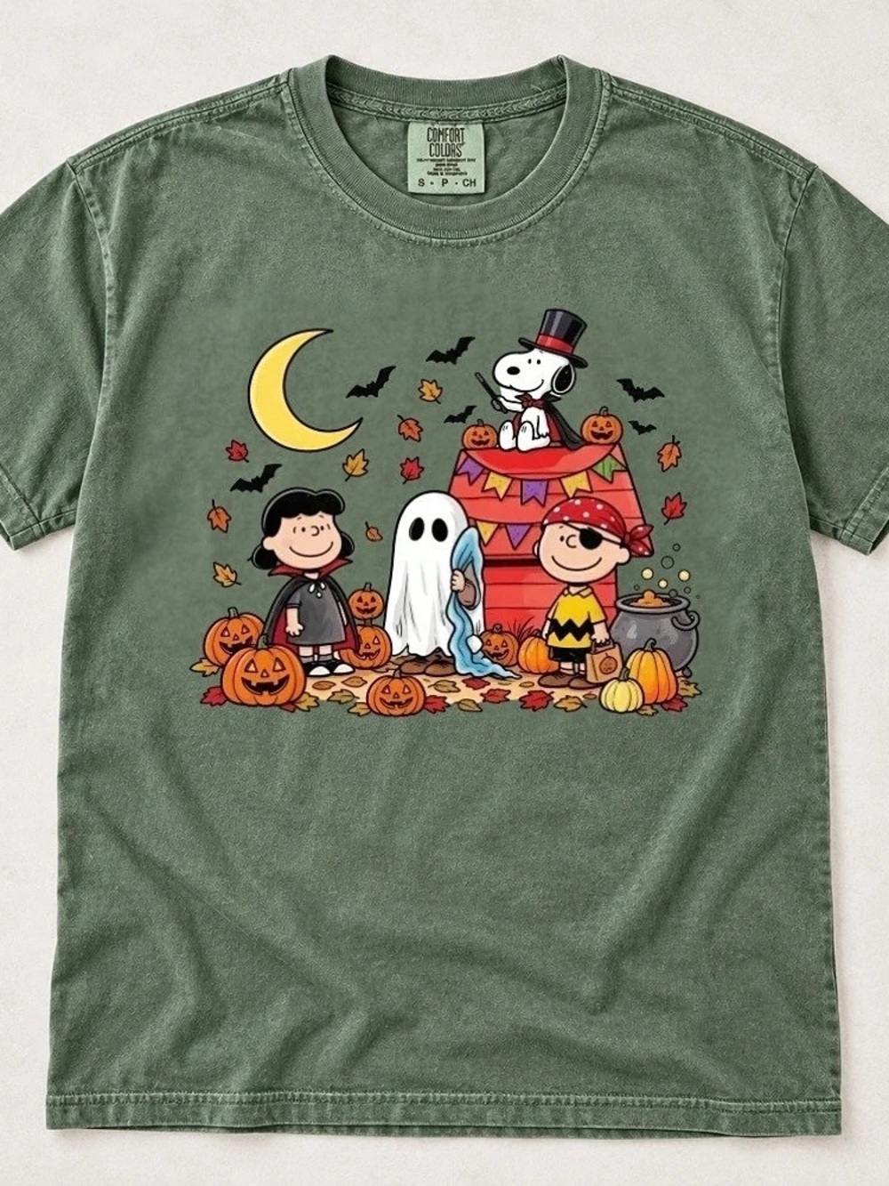 Comfort Colors Peanuts Snoopy Charlie Brown Halloween Ghost Pumpkin T-Shirt